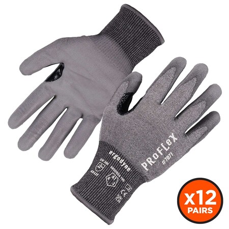 Ergodyne ANSI A7 PU Coated CR Gloves 12-Pair, Gray, Size L 7071-12PR